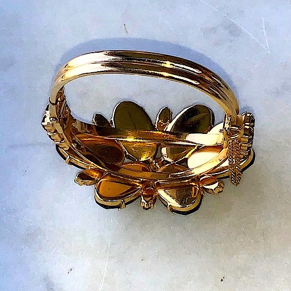 JULIANA DELIZZA & ELSTER BRACELET BANGLE CLAMPER CRYSTAL VINTAGE SMOKED CRYSTALS - Picture 14 of 15